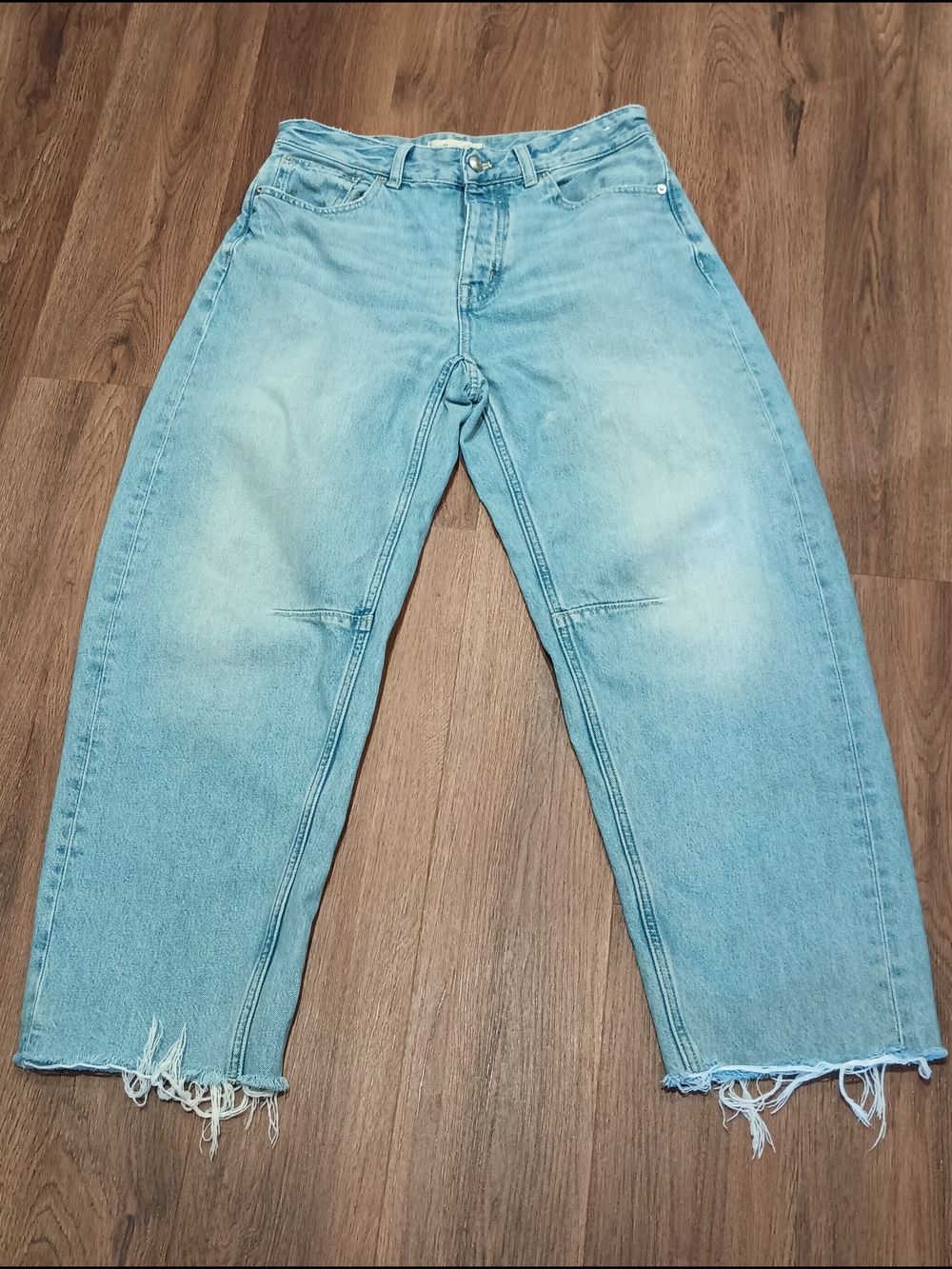 Madewell Darted Barrel Leg Light Wash Wide-Leg Button Fly Jeans Baggy Size 26